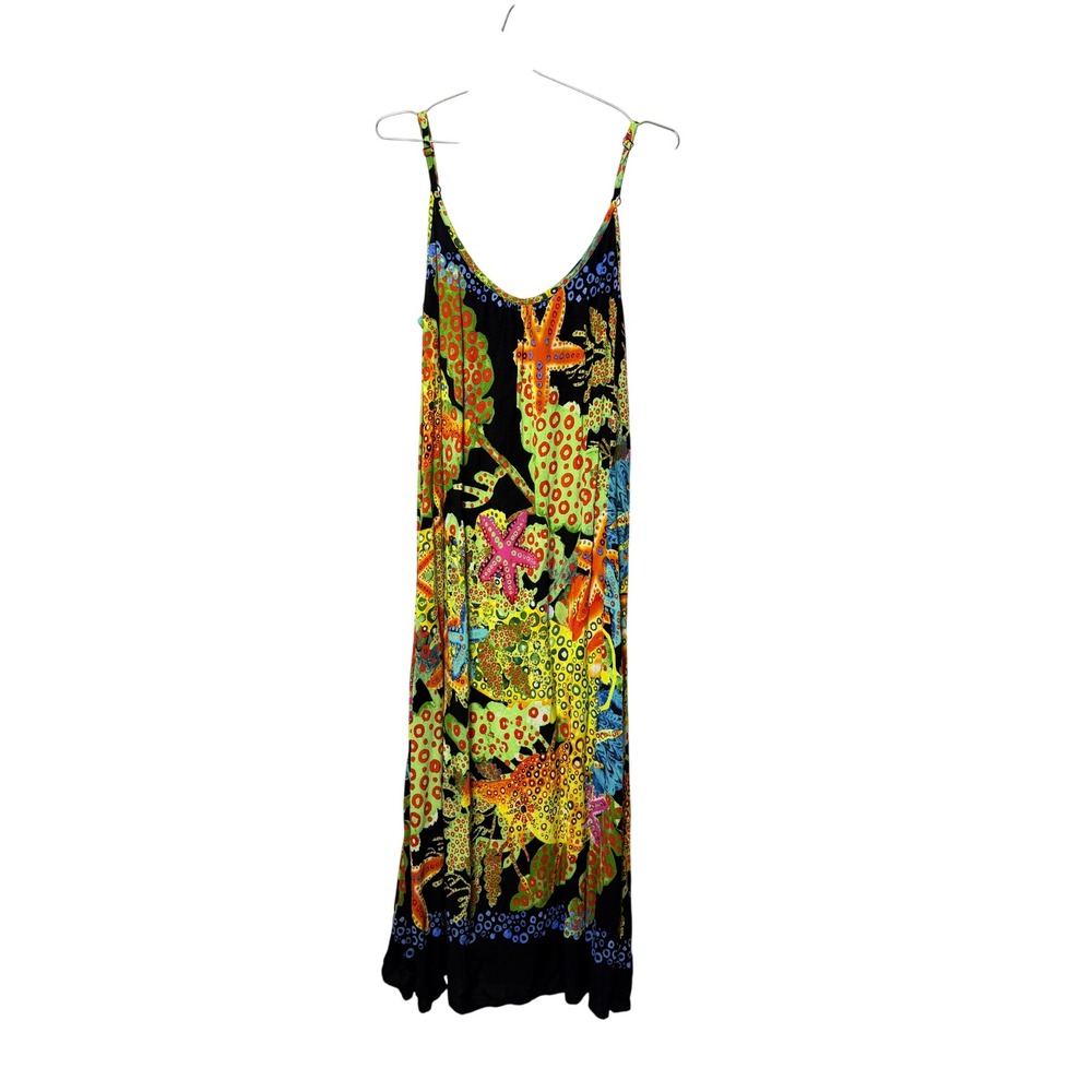 Jams World Midi Dress Black Sea Star Neon Starfish Rayon